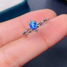 Blue Opal Ring, Blue Opal Silver Ring, Natural Opal Gemstone, Opal Jewelry
