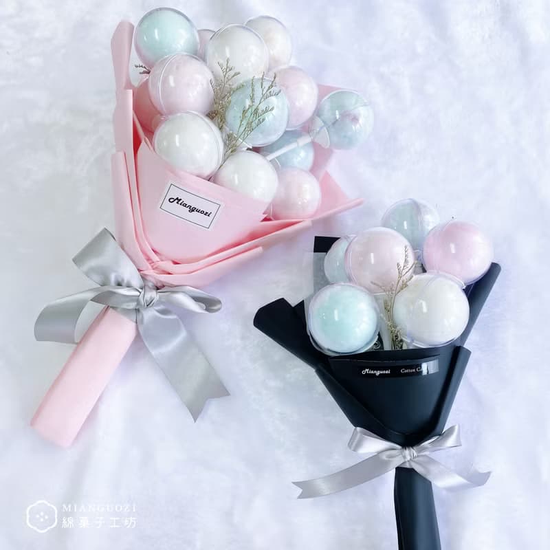 【綿菓子工坊】棉花糖花束-三色(送禮 花禮 乾燥花)