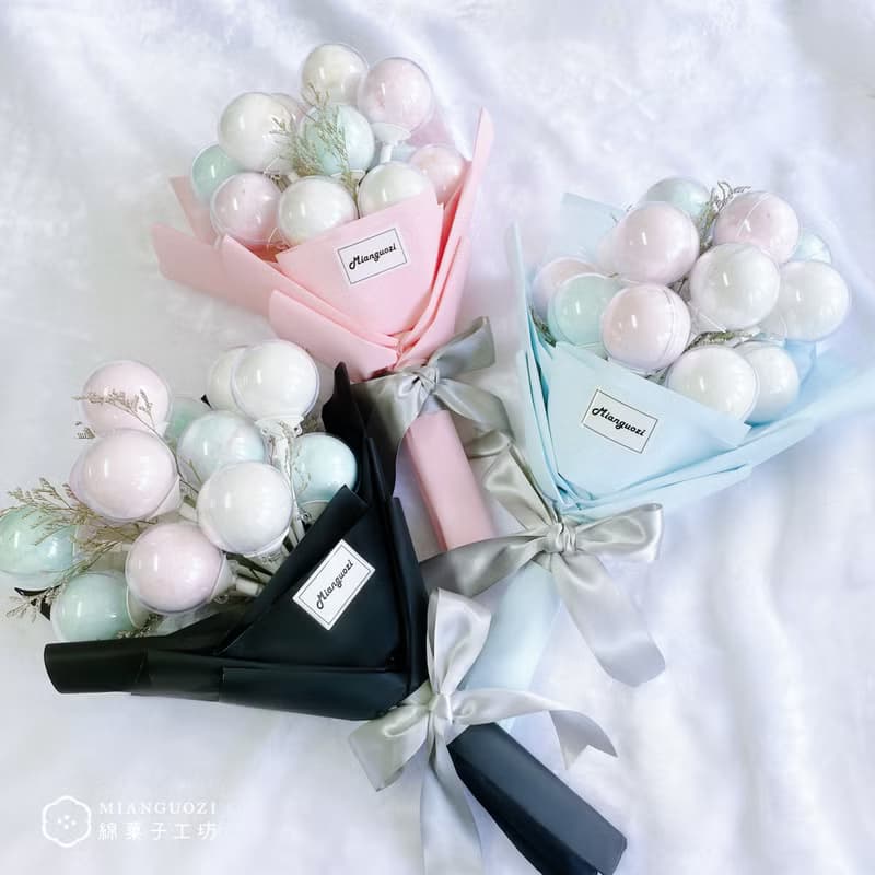 【綿菓子工坊】棉花糖花束-三色(送禮 花禮 乾燥花)