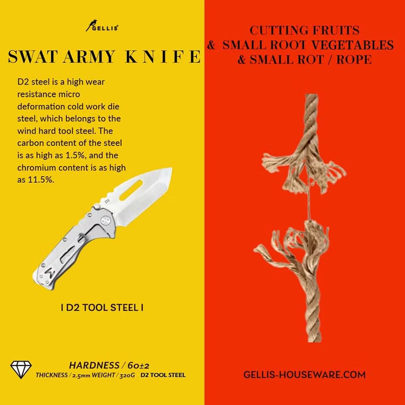SWAT ARMY特警戰術款全鋼柄頂級D2鋼切肉刀水果刀戶外野營刀折刀