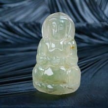 冰綠灑金翡翠觀音菩薩 | 天然緬甸玉翡翠A貨 | 送禮