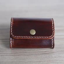 藝創小間 | 手染咖啡色植鞣大容量方形零錢包 情人節 禮物