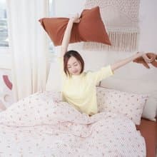(雙人加大)UMORFIL膠原蛋白小鹿剪花寢具組-條紋棕∣四件組