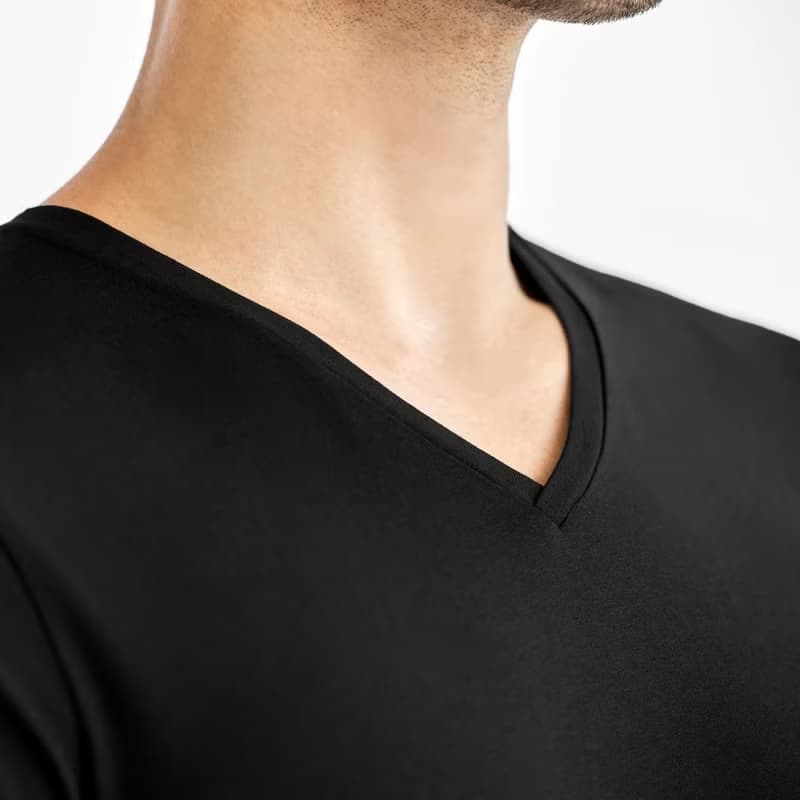 北歐極簡 - V-Neck 有機棉男用V領T / 素T /  T-shirt (黑)