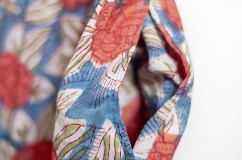 木刻印純棉裙子 印度純棉蓋印蛋糕裙 手工蓋印木刻印長裙-紅玫瑰