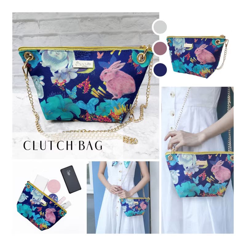 【萌兔森林】可調節長短鏈條帆布斜背包/餃子包/單肩包母親節禮物