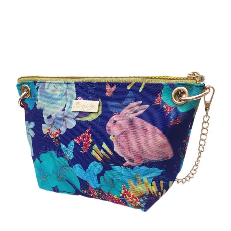 【萌兔森林】可調節長短鏈條帆布斜背包/餃子包/單肩包母親節禮物