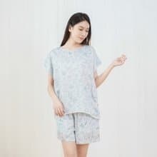 奇幻森林寬版落肩居家服-UMORFIL莫代爾天絲-灰藍