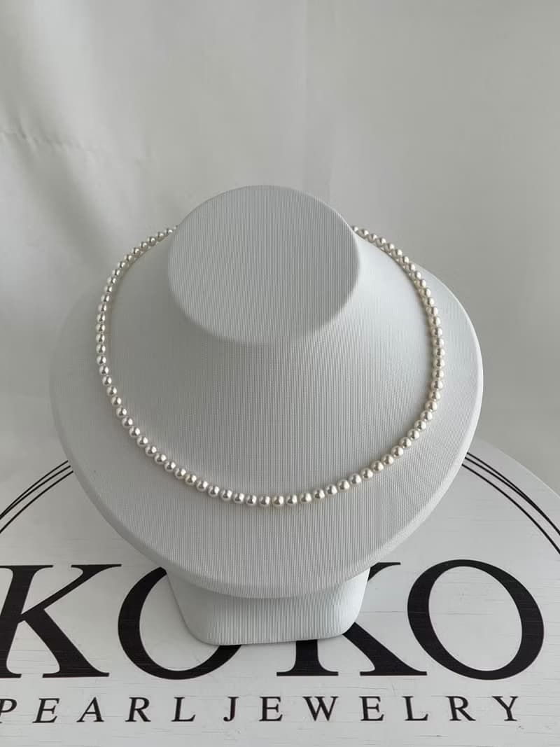日本直送 4.5-5mm akoya海水珍珠項鍊 強光 白色 18k金延長鏈