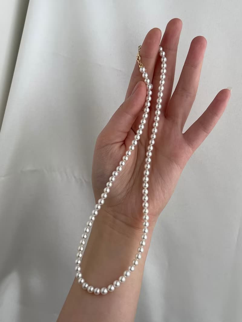 日本直送 4.5-5mm akoya海水珍珠項鍊 強光 白色 18k金延長鏈