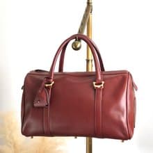 【 日本直送　名牌中古包 】Cartier カルティエ マストライン ハンドバッグ ボルドー レザー ボストンバッグ vintage ヴィンテージ mrbj6b