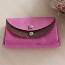 ピッグスキンの小さなお財布　ピンク×チョコ