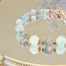 海藍寶 拉長石 天然水晶手鏈/水晶設計款 清晰表達 穩定情緒