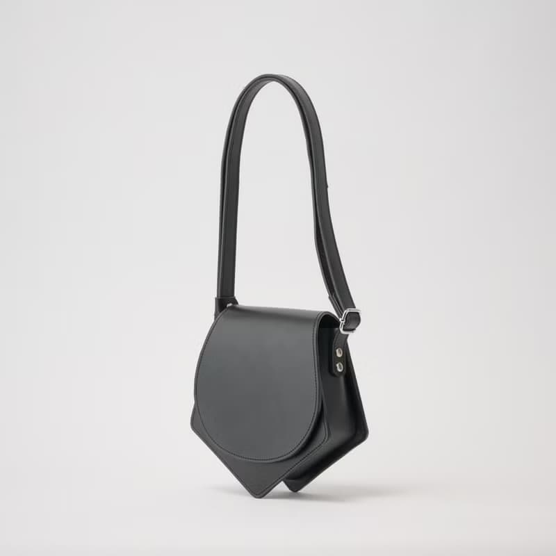 【leather shoulder penta black】レザー/ショルダーバッグ/ハンドバッグ/五角形