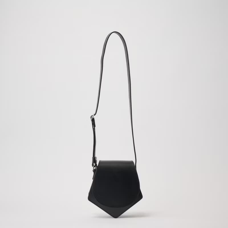 【leather shoulder penta black】レザー/ショルダーバッグ/ハンドバッグ/五角形