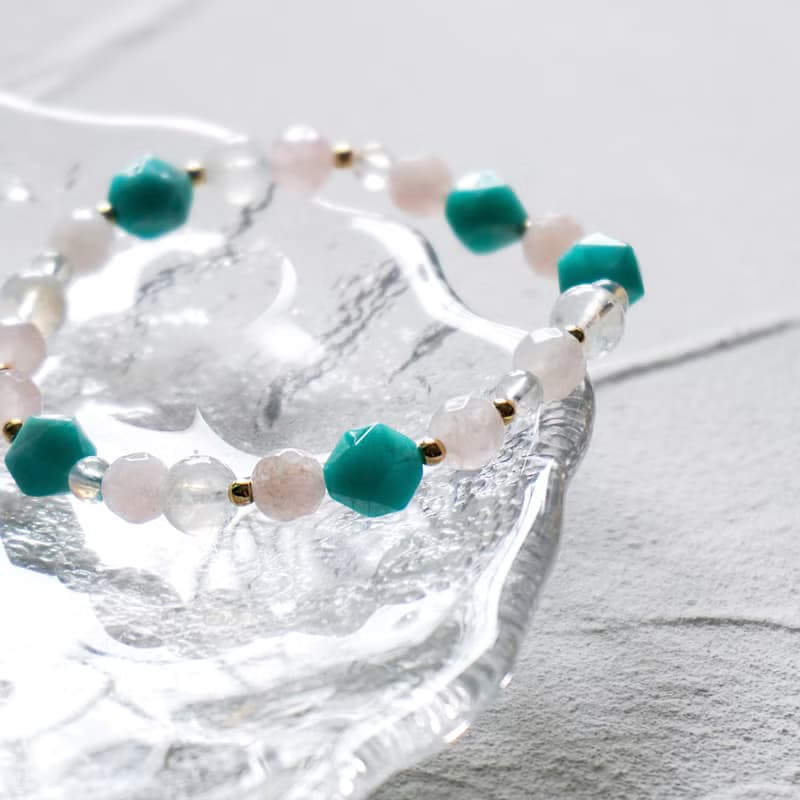 天河石 切割面粉晶 藍光月亮石 水晶 手鏈 手鍊 天然石 琉璃苣