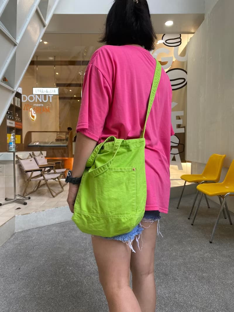 Lime Little Canvas Tote / Weekend bag / Shopping bag