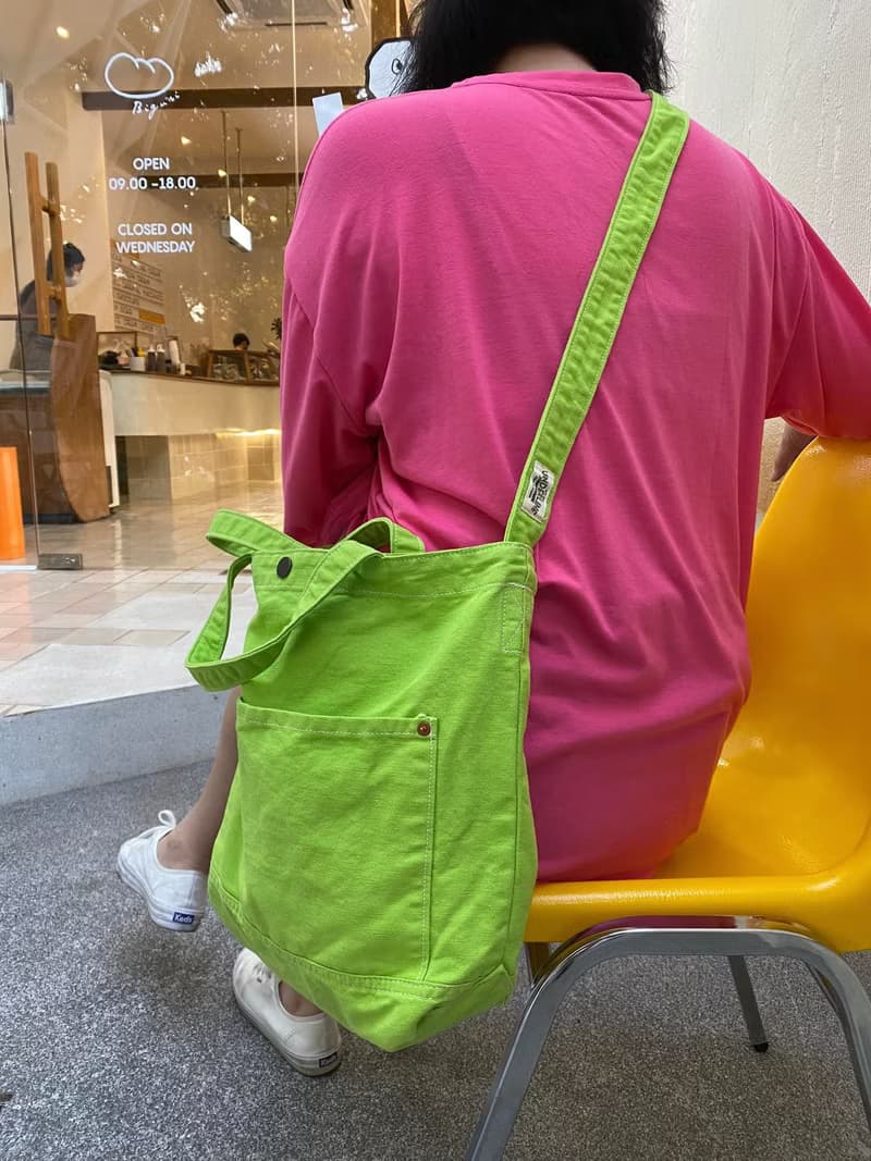 Lime Little Canvas Tote / Weekend bag / Shopping bag