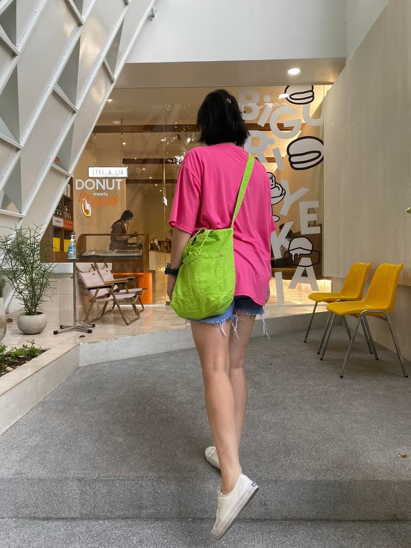 Lime Little Canvas Tote / Weekend bag / Shopping bag