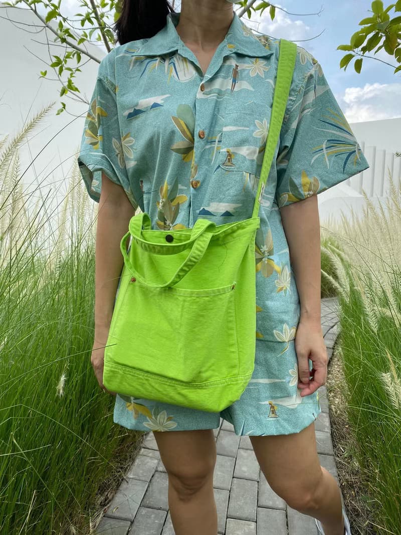 Lime Little Canvas Tote / Weekend bag / Shopping bag