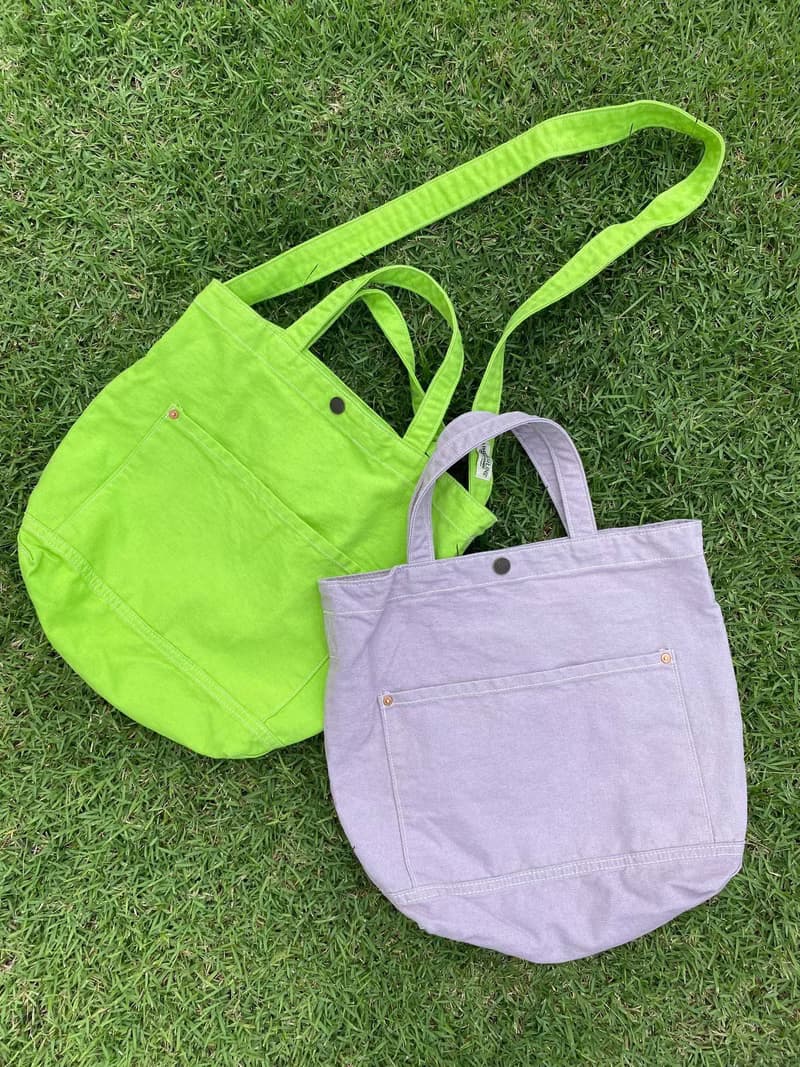 Lime Little Canvas Tote / Weekend bag / Shopping bag