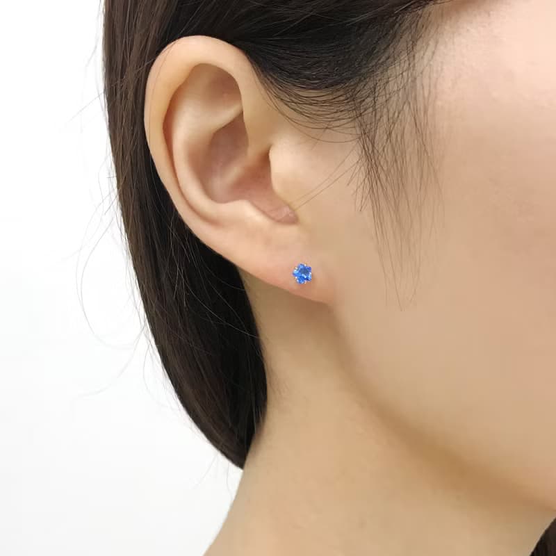 【Second Earrings】 18K 黃金藍晶五邊形切割耳環