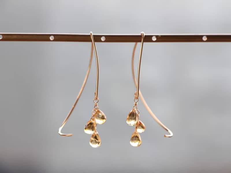 14kgf-citrine half curl pierced earrings