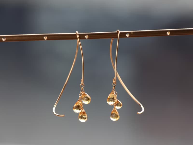 14kgf-citrine half curl pierced earrings