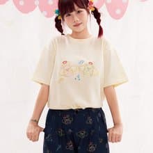 動物天使刺繡T恤短袖 可愛純棉夏裝卡通