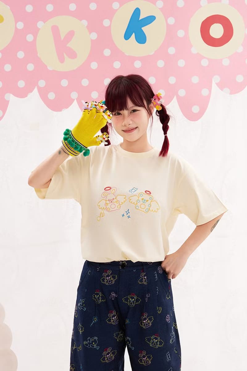 動物天使刺繡T恤短袖 可愛純棉夏裝卡通