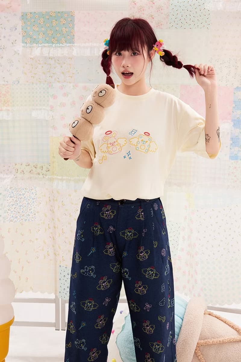 動物天使刺繡T恤短袖 可愛純棉夏裝卡通