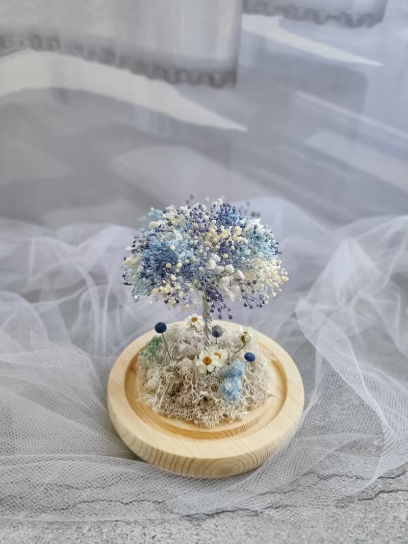 許願滿天星樹 玻璃花盅-永生花玻璃鐘罩 畢業禮物畢業 老師禮物