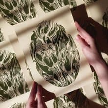 Vintage Tulip Flowers Linocut Print Floral Original Wall Art Bedroom Decor