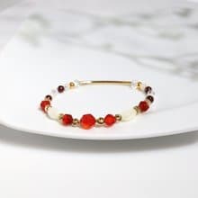 五月紅花 | S05紅瑪瑙珍珠石榴石水晶手鍊