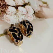 vintage jewelry  古董夾式耳環 交錯繩結