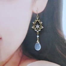 檸檬手作 鋯石花環瑪瑙耳環/美國14K包金防敏耳勾/可改耳夾