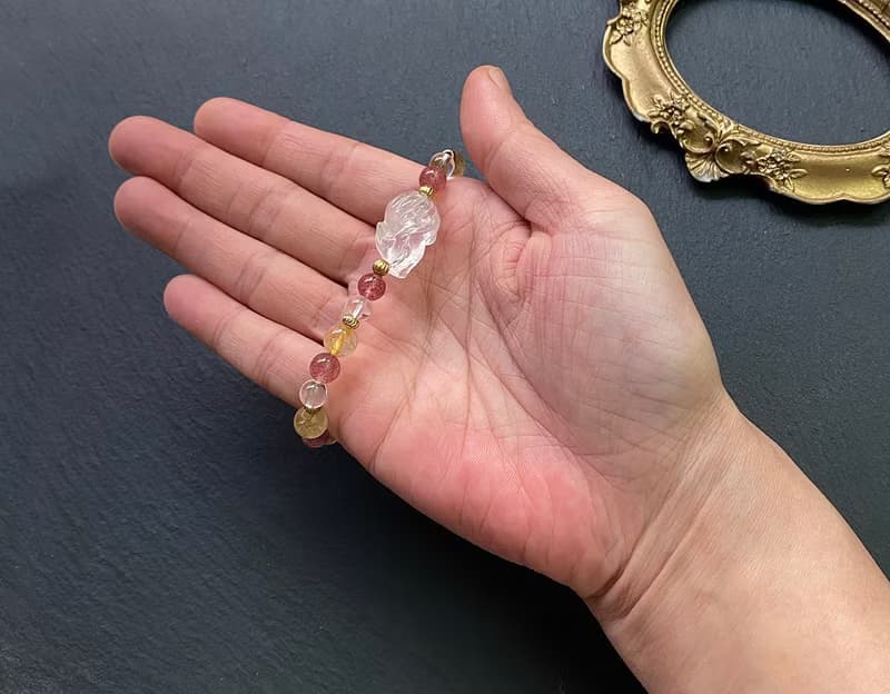金髮晶 草莓晶 白水晶 趴趴狐 招財 避邪 旺人緣 水晶手鍊