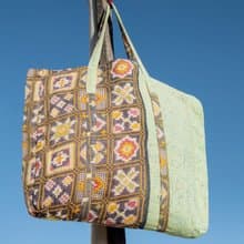 手縫紗麗布側背包/刺繡側背包/刺繡肩背包/手縫紗麗線側背包-森林