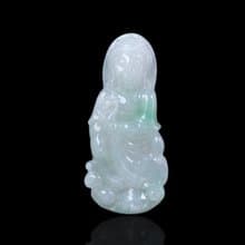 冰種飄綠翡翠觀音菩薩項鍊 | 天然緬甸玉翡翠A貨 | 送禮