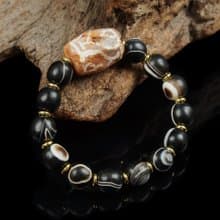 西亞蓮花寶瓶.藥師瑪瑙珠手串(內圍16公分)