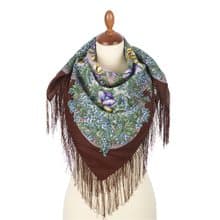 Authentic Pavlovo Posad Russian Shawl Scarf Soft 100% Wool 89x89 cm 1844-17