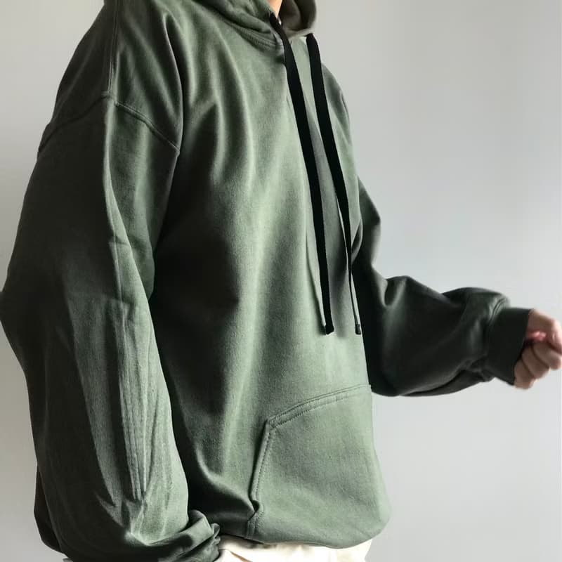 Big silhouette hoodie / smoke green / plain / hand embroidery / unisex