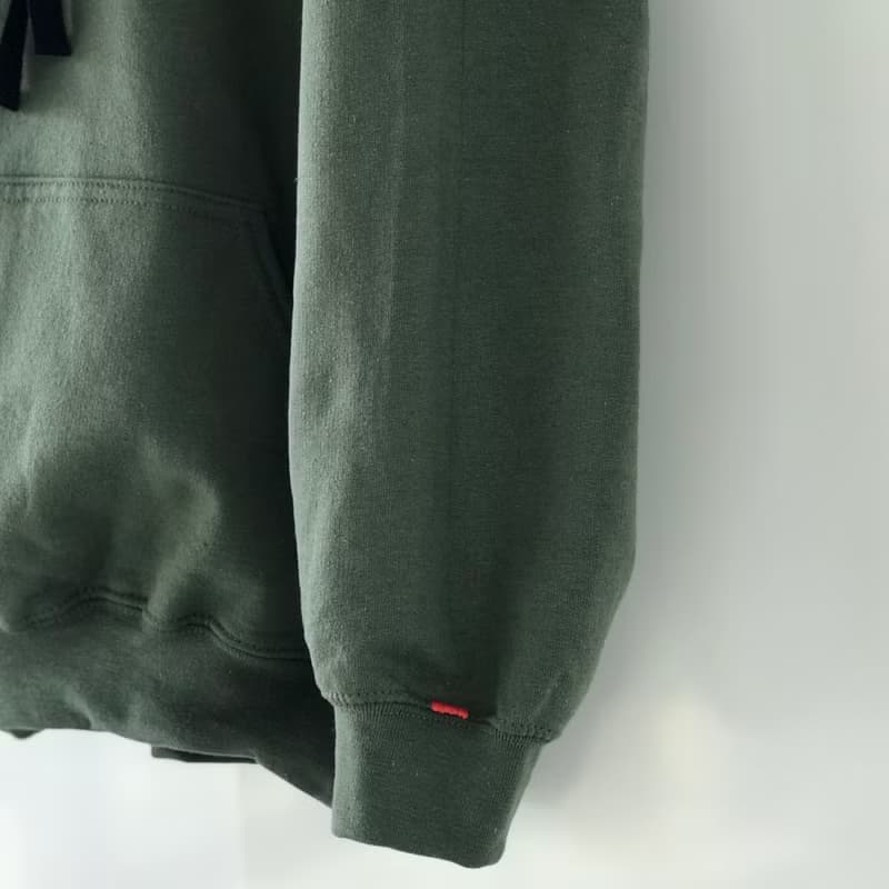 Big silhouette hoodie / smoke green / plain / hand embroidery / unisex