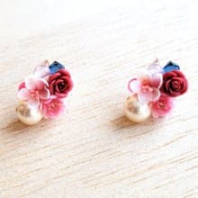 迷人亂花  純銀耳環/耳夾