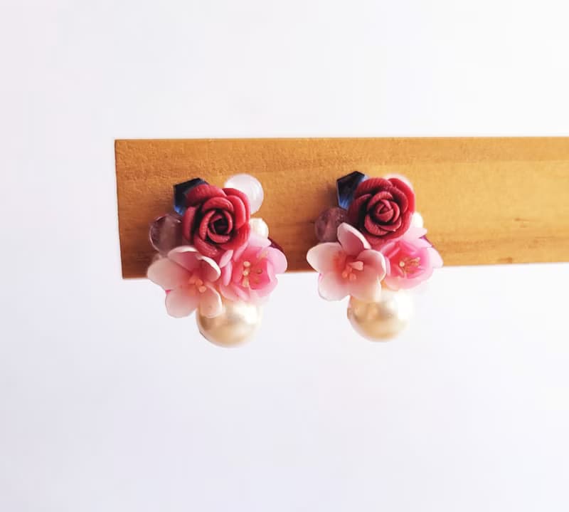 迷人亂花  純銀耳環/耳夾