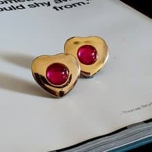 vintage jewelry  Liz Claiborne 經典紅心皇后 夾式耳環