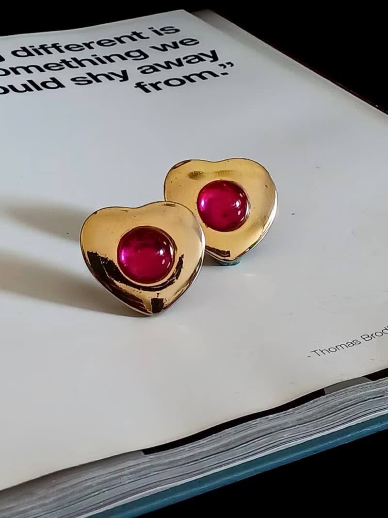 vintage jewelry  Liz Claiborne 經典紅心皇后 夾式耳環