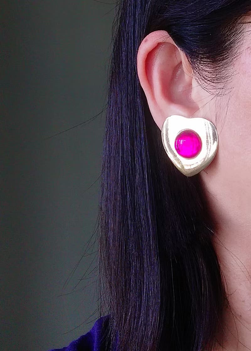 vintage jewelry  Liz Claiborne 經典紅心皇后 夾式耳環