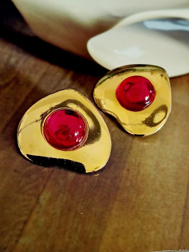 vintage jewelry  Liz Claiborne 經典紅心皇后 夾式耳環