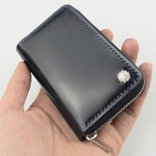 馬臀皮手工拉鏈零錢包男女通用925銀釘錢包真皮手拿卡包配YKK拉鏈